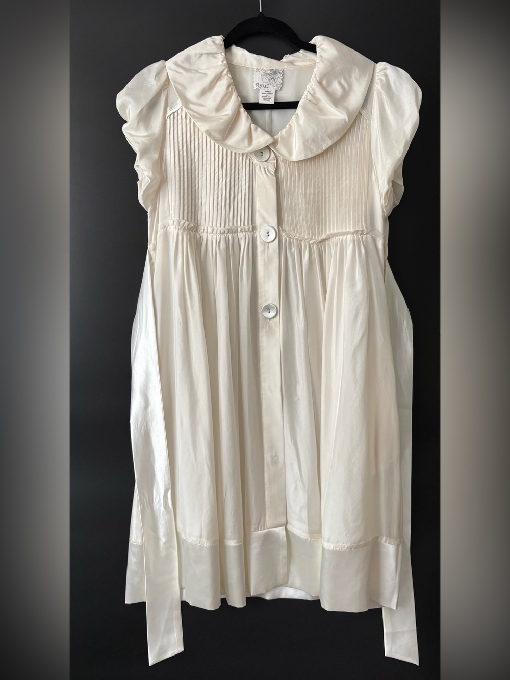 Anthropologie Ryu 100% Silk Pintuck Babydoll Dress Romantic Cottagecore Size M